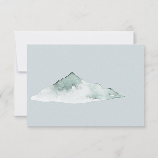 水彩山緑の冬の結婚式 サンキューカード (裏面)