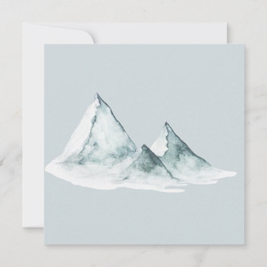 水彩山緑の冬の結婚式 セーブザデート (裏面)