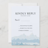 水彩山脈の国の結婚式RSVP 招待状 (正面)