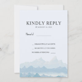 水彩山脈の国の結婚式RSVP 招待状