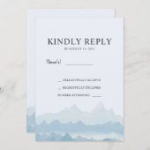 水彩山脈の国の結婚式RSVP 招待状 (正面/裏面)
