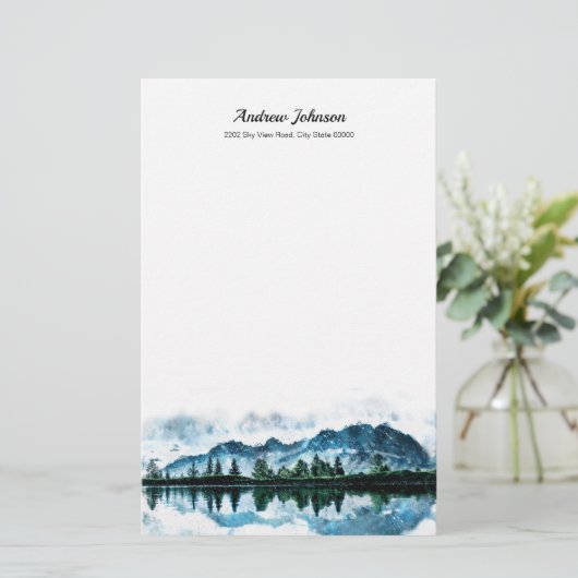 水彩山脈カスタム群 便箋 (スタンド正面)
