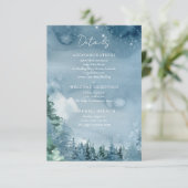 水彩山脈ダークダスクブルー素朴結婚ズ エンクロージャーカード (スタンド正面)
