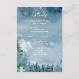 水彩山脈ダークダスクブルー素朴結婚ズ エンクロージャーカード