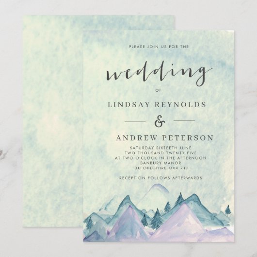 水彩山脈結婚ズ 招待状 (正面/裏面)
