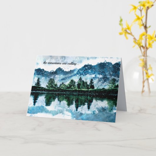 水彩山脈 カード (黄色い花)