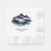 水彩山脈 縁ありカクテルナプキン (正面)