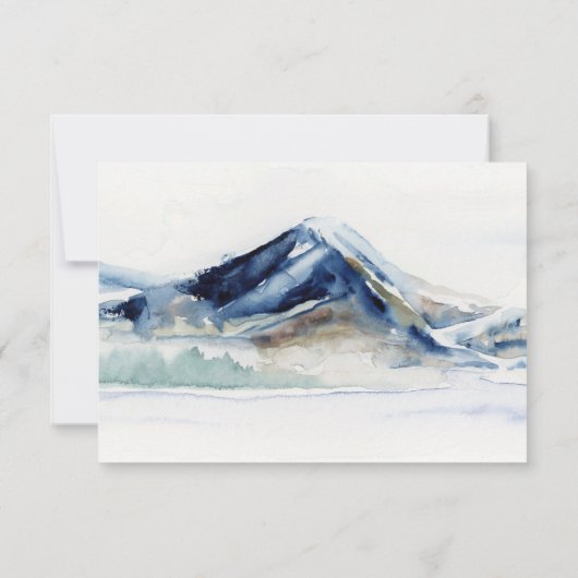 水彩山脈RSVPカード結婚ズネイビーホワイト 出欠カード (裏面)