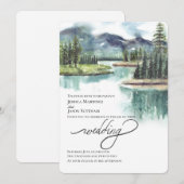 水彩山色彩の鮮やか結婚山 招待状 (正面/裏面)
