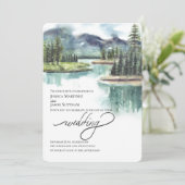 水彩山色彩の鮮やか結婚山 招待状 (スタンド正面)