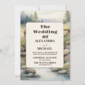 水彩山草地結婚の 招待状 (正面)