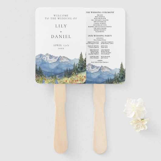 水彩山野花婚礼程序 ハンドファン (正面&裏面)