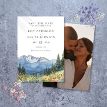 水彩山野花照片婚礼