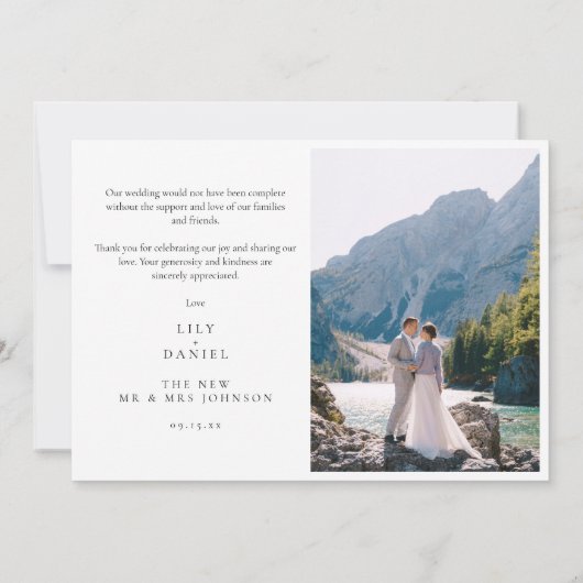 水彩山野花結婚の写真 サンキューカード (裏面)