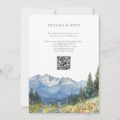 水彩山野花QRコード結婚ズ 招待状 (裏面)