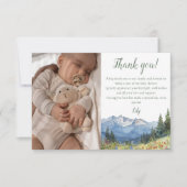 水彩山野草赤ちゃんシャワー写真 サンキューカード (正面)