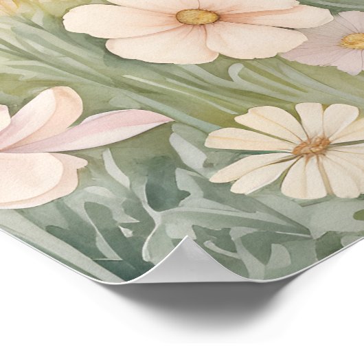 水彩山風景壁画 ポスター (角)