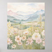 水彩山風景壁画 ポスター (正面)