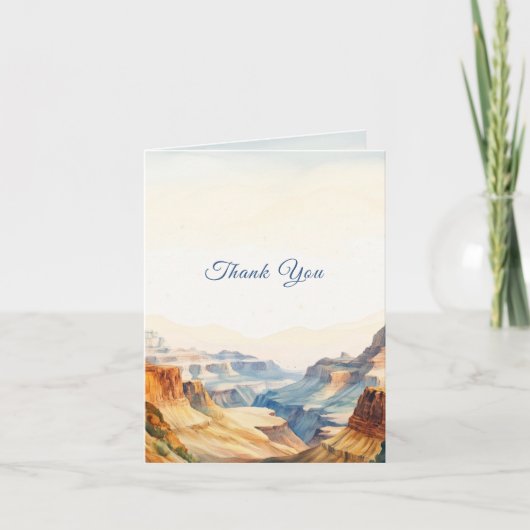 水彩峡谷沙漠国家公園婚礼 サンキューカード (正面)