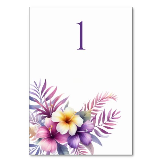 水彩島ロマンス結婚のテーブルカード テーブルナンバー (正面)