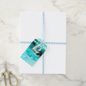 水彩帆船のヤシの木とストリングライト ギフトタグ (より糸付き)