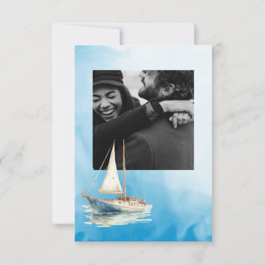 水彩帆船の写真ありがとう サンキューカード (裏面)