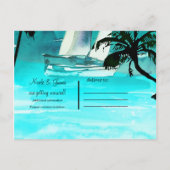 水彩帆船の木とライト日付を保存 案内ポストカード (裏面)