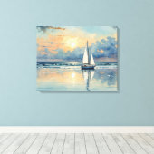 水彩帆船オン海絵画 キャンバスプリント (インサイチュ (ウッドフロア))