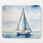 水彩帆船オン海 マウスパッド (正面)