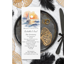 水彩帆船サンセットシー結婚ケープ