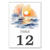 水彩帆船サンセットシー結婚ケープ テーブルナンバー (裏面)
