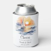 水彩帆船サンセットシー結婚ケープ 缶クーラー (缶正面)