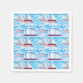 水彩帆船パターン スタンダードカクテルナプキン (正面)