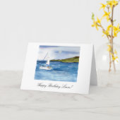 水彩帆船パーソナライズされた誕生日カード カード (黄色い花)