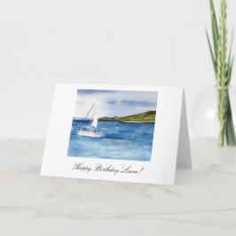 水彩帆船パーソナライズされた誕生日カード カード