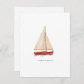 水彩帆船フラットサンキューカード サンキューカード (正面/裏面)
