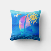 水彩帆船ブルースカイきらめくウォーター クッション (正面)