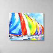 水彩帆船レガッタ キャンバスプリント (正面)