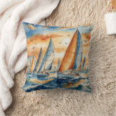 水彩帆船レガッタ クッション (ブランケット)
