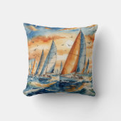 水彩帆船レガッタ クッション (正面)