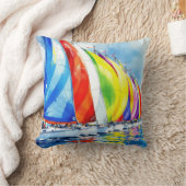水彩帆船レガッタ クッション (ブランケット)