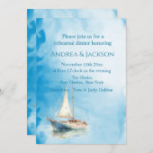 水彩帆船写真QRコードリハーサル 招待状 (正面/裏面)