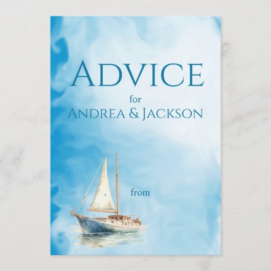 水彩帆船結婚船 アドバイスカード (正面)