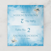 水彩帆船結婚船 プレイスカード (外部開封)