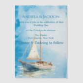 水彩帆船結婚船 ベラム紙招待状 (正面)