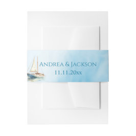 水彩帆船結婚船 招待状ベリーバンド