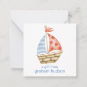 水彩帆船航海のギフトエンクロージャー ノートカード (正面)