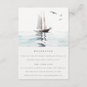 水彩帆船航海のヨットウェディングレセプション エンクロージャーカード (正面)