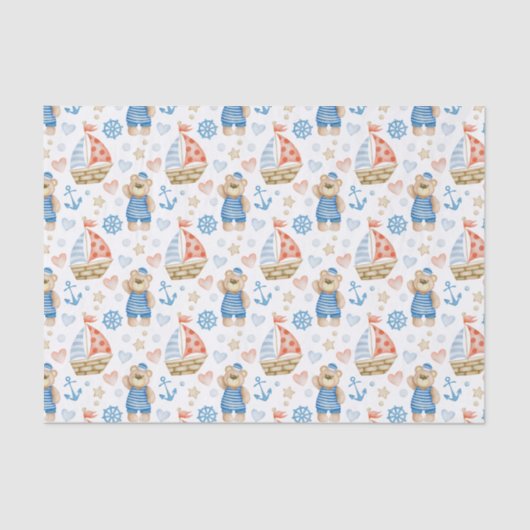 水彩帆船航海の船セーラーベア 薄葉紙 (正面)