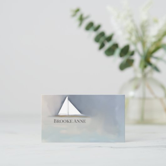 水彩帆船，アート，名刺 名刺 (スタンド正面)